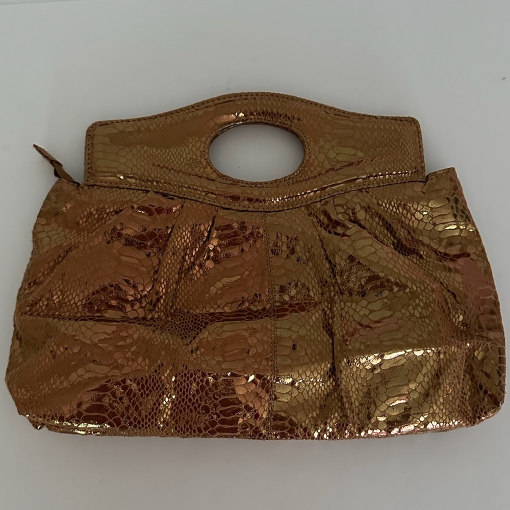 Kristine Accessories Metallic Snake Print Clutch Handbag Y2K McBling - Picture 5 of 7